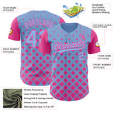Custom Light Blue Pink 3D Pattern Design Geometric Shapes Authentic Baseball Jersey
