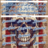 Custom Black Crimson-Blue 3D Skull With American Flag Performance T-Shirt
