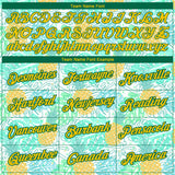 Custom White Yellow-Kelly Green 3D Pattern Design Hawaii Tropical Palm Leaves And Pineapple Performance T-Shirt