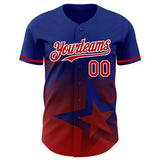 Custom Royal Red-White 3D Pattern Design Gradient Style Twinkle Star Authentic Baseball Jersey