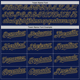 Custom Navy Old Gold 3D Pattern Design Gradient Style Twinkle Star Authentic Baseball Jersey
