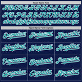 Custom Navy Teal-White 3D Pattern Design Gradient Style Twinkle Star Authentic Baseball Jersey