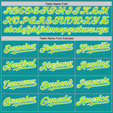 Custom Teal Neon Green-White 3D Pattern Design Gradient Style Twinkle Star Authentic Baseball Jersey