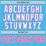 Custom Sky Blue Pink-White 3D Pattern Design Gradient Style Twinkle Star Authentic Baseball Jersey