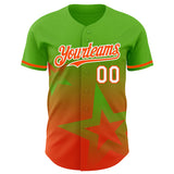 Custom Aurora Green Orange-White 3D Pattern Design Gradient Style Twinkle Star Authentic Baseball Jersey