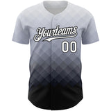 Custom Gray White-Black 3D Pattern Design Gradient Square Shape Authentic Baseball Jersey