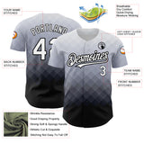 Custom Gray White-Black 3D Pattern Design Gradient Square Shape Authentic Baseball Jersey