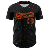 Custom Black Orange 3D Pattern Design Confetti Authentic Baseball Jersey