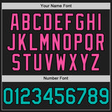 Custom Black Aqua-Pink 3D Pattern Design Confetti Authentic Baseball Jersey