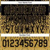 Custom Black Old Gold 3D Pattern Design Abstract Wave Authentic Baseball Jersey