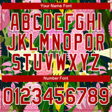 Custom Kelly Green Red-White 3D Pattern Design Tropical Anthurium Flower Authentic Baseball Jersey