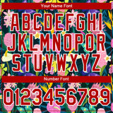 Custom Black Red-White 3D Pattern Design Tropical Anthurium Flower Authentic Baseball Jersey