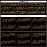 Custom Black Old Gold 3D Pattern Design Diagonal Stripes Authentic Baseball Jersey