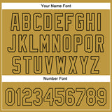 Custom Old Gold Black 3D Pattern Design Gradient Style Irregular Shape Authentic Baseball Jersey