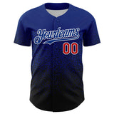 Custom Royal Red-Black 3D Pattern Design Gradient Style Irregular Shape Authentic Baseball Jersey