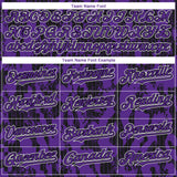 Custom Purple Black-White 3D Pattern Design Abstract Fluid Authentic Baseball Jersey