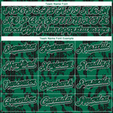 Custom Kelly Green Black-White 3D Pattern Design Abstract Fluid Authentic Baseball Jersey