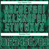 Custom Kelly Green Black-White 3D Pattern Design Abstract Fluid Authentic Baseball Jersey