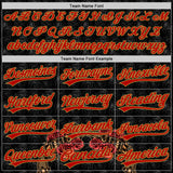 Custom Black Old Gold-Red 3D Pattern Design Gothic Style Gun With Rose Authentic Baseball Jersey