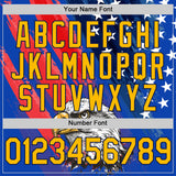 Custom Royal Gold Navy-Red 3D American Flag Eagle And Star Authentic Baseball Jersey