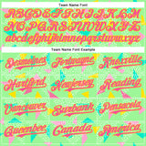 Custom Pea Green Pink-Yellow 3D Pattern Design Geometric Shape Authentic Baseball Jersey
