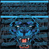 Custom Black Sky Blue 3D Pattern Design Animal Panther Authentic Baseball Jersey