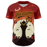 Custom Orange Black-Bay Orange 3D Pattern Halloween Authentic Baseball Jersey