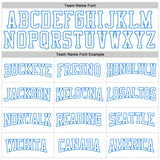 Custom Stitched White Powder Blue 3D Pattern Design Gradient Square Shape Sports Pullover Sweatshirt Hoodie