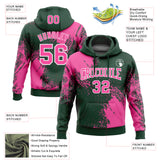 Custom Stitched Green Pink-White 3D Pattern Design Abstract Brush Stroke Sports Pullover Sweatshirt Hoodie