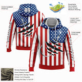 Custom Red US Navy Blue-Black 3D American Flag And Fish Hook Fishing Sports Pullover Sweatshirt Hoodie