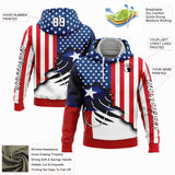 Custom Red US Navy Blue-Black 3D American Flag And Fish Hook Fishing Sports Pullover Sweatshirt Hoodie
