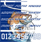 Custom Thunder Blue White 3D Largemouth Bass Fish Fishing Sports Pullover Sweatshirt Hoodie