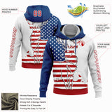 Custom White Red-US Navy Blue 3D American Flag And Deer Hunting Sports Pullover Sweatshirt Hoodie