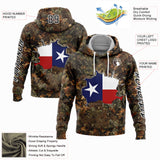 Custom Camo Black-White 3D Texas Flag And Hunting Sports Pullover Sweatshirt Hoodie