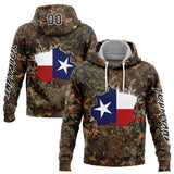 Custom Camo Black-White 3D Texas Flag And Hunting Sports Pullover Sweatshirt Hoodie