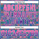 Custom Stitched Royal Pink-Purple 3D Pattern Design Geometric Gradient Square Shapes Sports Pullover Sweatshirt Hoodie