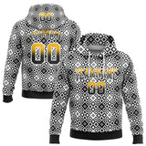 Custom Stitched White Gold-Black 3D Pattern Design Geometric Gradient Square Shapes Sports Pullover Sweatshirt Hoodie