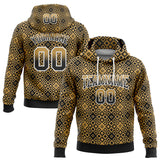 Custom Stitched Old Gold Black-White 3D Pattern Design Geometric Gradient Square Shapes Sports Pullover Sweatshirt Hoodie