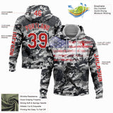 Custom Camo Red-White 3D USA Flag Sports Pullover Sweatshirt Salute To Service Hoodie