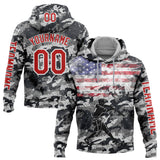 Custom Camo Red-White 3D USA Flag Sports Pullover Sweatshirt Salute To Service Hoodie