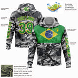 Custom Camo Grass Green-Yellow 3D Brasil Brazilian Flag Sports Pullover Sweatshirt Salute To Service Hoodie