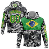 Custom Camo Grass Green-Yellow 3D Brasil Brazilian Flag Sports Pullover Sweatshirt Salute To Service Hoodie