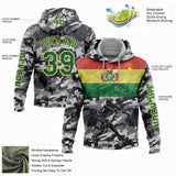 Custom Camo Grass Green-Light Yellow 3D Bolivia Bolivian Flag Sports Pullover Sweatshirt Salute To Service Hoodie