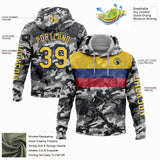 Custom Camo Yellow-US Navy Blue 3D Colombia Colombian Flag Sports Pullover Sweatshirt Salute To Service Hoodie