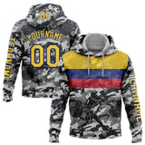 Custom Camo Yellow-US Navy Blue 3D Colombia Colombian Flag Sports Pullover Sweatshirt Salute To Service Hoodie