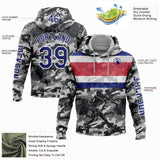 Custom Camo Royal-White 3D Costa Rica Costa Rican Flag Sports Pullover Sweatshirt Salute To Service Hoodie