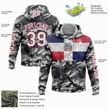 Custom Camo White-Red 3D Dominican Republic Flag Sports Pullover Sweatshirt Salute To Service Hoodie