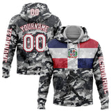 Custom Camo White-Red 3D Dominican Republic Flag Sports Pullover Sweatshirt Salute To Service Hoodie