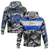 Custom Camo Powder Blue-Black 3D Nicaragua Nicaraguan Flag Sports Pullover Sweatshirt Salute To Service Hoodie
