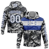 Custom Camo White-Royal 3D Honduras Honduran Flag Sports Pullover Sweatshirt Salute To Service Hoodie